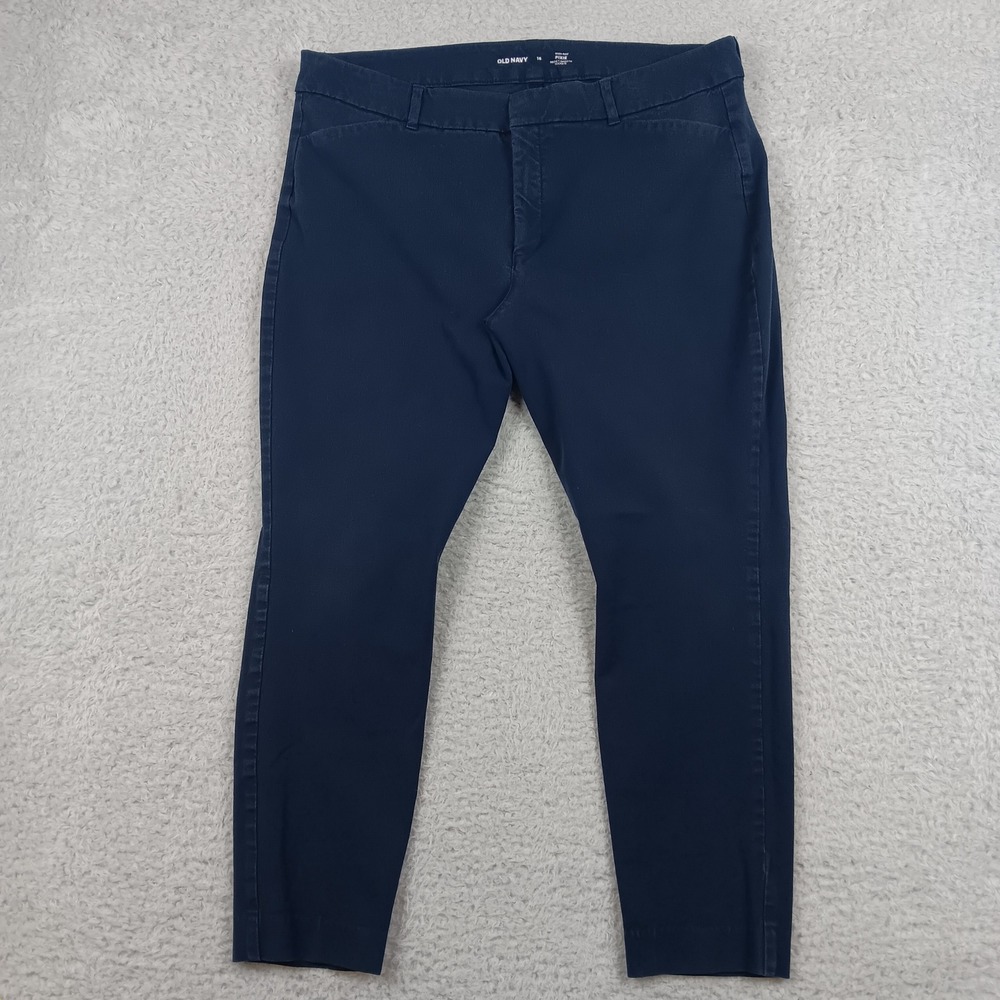 Old Navy Pant Pixie Women 16 Navy Blue High Rise Ankle Stretch